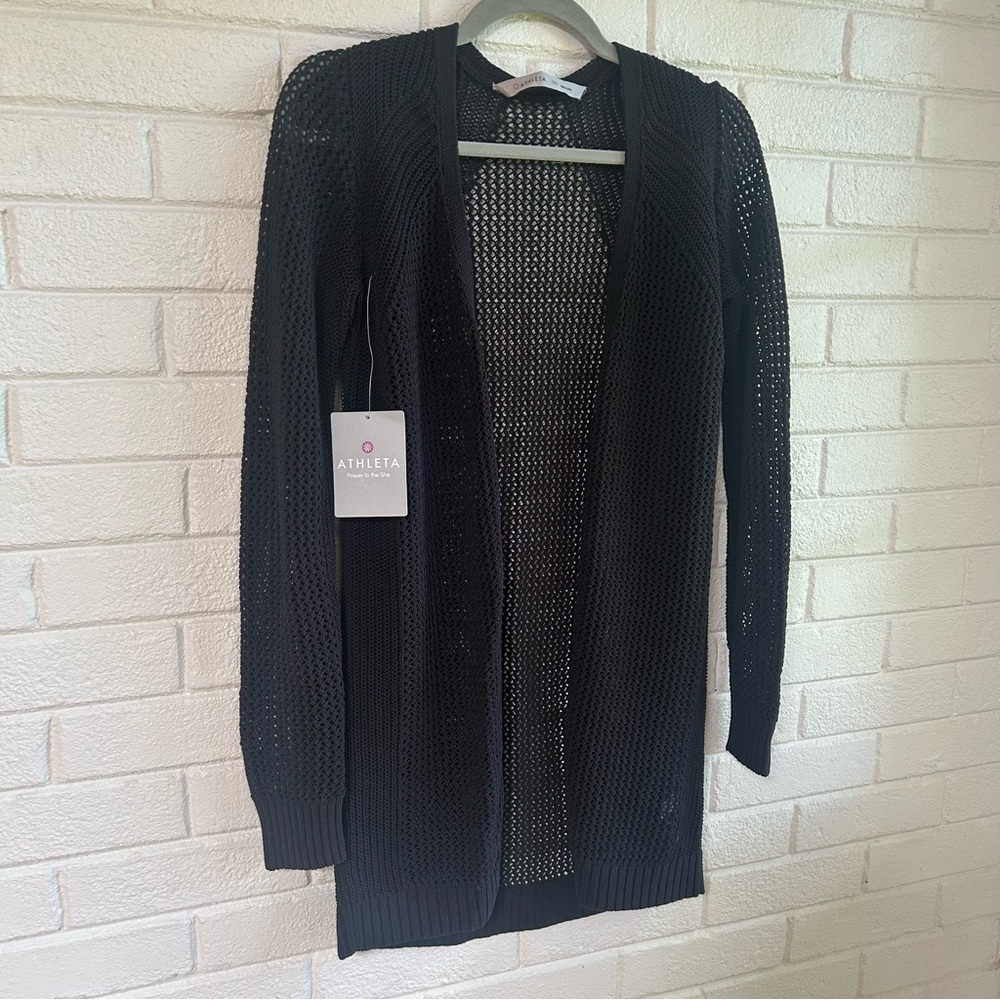 Athleta Black Open-Knit Cardigan